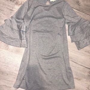 Women’s Gray Tiered Bell Sleeve Dress